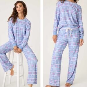 Nwt P.J. SALVAGE Mountain Bound Fair Isle Pajama Set Blue Med NEW